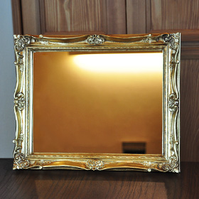 壁掛けミラー　アンティーク　ゴールド