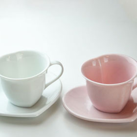 陶器　ハートティーセット　ペア